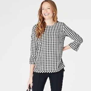 J.Jill Gingham Print Top